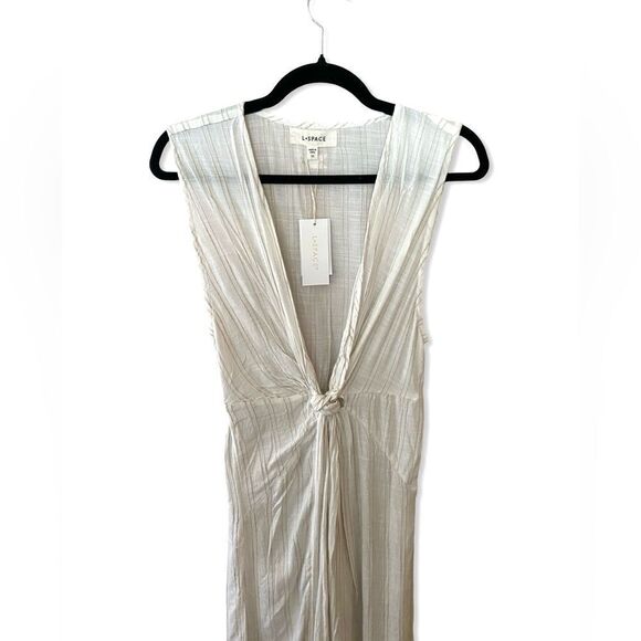 LSPACE Down The Line Cover Up in Cream sheer knot front beach swimwear Revolve - Picture 8 of 14